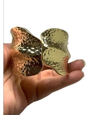 Hammered Gold-Tone Statement Cuff Bracelet